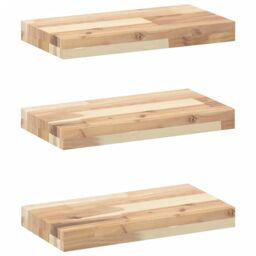 Berkfield Home Floating Shelves 3 pcs 40x20x4 cm Untreated Solid Wood Acacia in Brown - Size: 40 x 20 x 4 cm - thumbnail 2