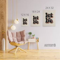 "Artery8 Let It Be Funky Retro Rainbow Font Typography Canvas Wall Art Print in Beige - Size: W18"" x H24""" - thumbnail 4