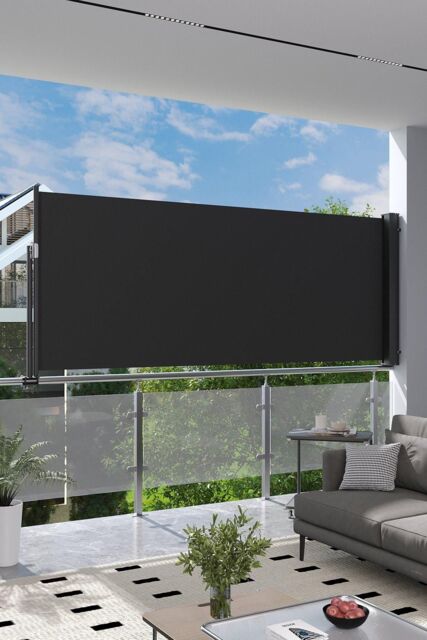 Garden Sanctuary Outdoor Retractable Side Awning Balcony Sunshade Blind in Dark Grey - Size: Medium - image 1