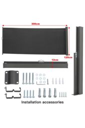 Garden Sanctuary Outdoor Retractable Side Awning Balcony Sunshade Blind in Dark Grey - Size: Medium - thumbnail 6