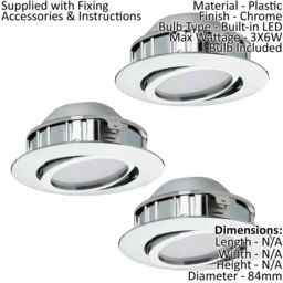 Loops 2 PACK 3 PACK Flush Ceiling Downlight Chrome Recessed Spotlight 6W LED - thumbnail 2