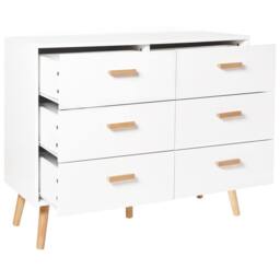 Wyld and Coco Scandi 6-Drawer Chest White with Oak Legs - thumbnail 4