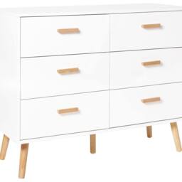 Wyld and Coco Scandi 6-Drawer Chest White with Oak Legs - thumbnail 2
