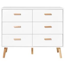 Wyld and Coco Scandi 6-Drawer Chest White with Oak Legs - thumbnail 5