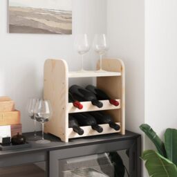 Berkfield Home Wine Rack with Top Board 33x25x37 cm Solid Wood Pine in Brown - Size: 33 x 25 x 37 cm - thumbnail 3