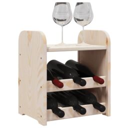 Berkfield Home Wine Rack with Top Board 33x25x37 cm Solid Wood Pine in Brown - Size: 33 x 25 x 37 cm - thumbnail 4