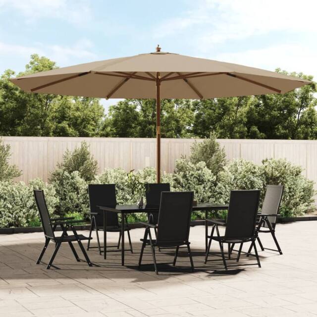 Berkfield Home Garden Parasol with Wooden Pole Taupe 400x273 cm in Beige - image 1