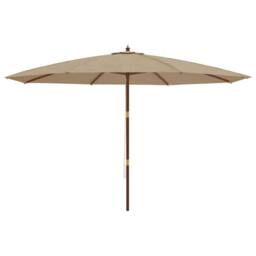 Berkfield Home Garden Parasol with Wooden Pole Taupe 400x273 cm in Beige - thumbnail 4