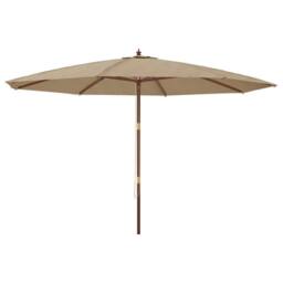 Berkfield Home Garden Parasol with Wooden Pole Taupe 400x273 cm in Beige - thumbnail 2
