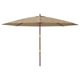 Berkfield Home Garden Parasol with Wooden Pole Taupe 400x273 cm in Beige - thumbnail 3