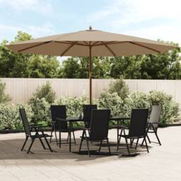 Berkfield Home Garden Parasol with Wooden Pole Taupe 400x273 cm in Beige - thumbnail 1