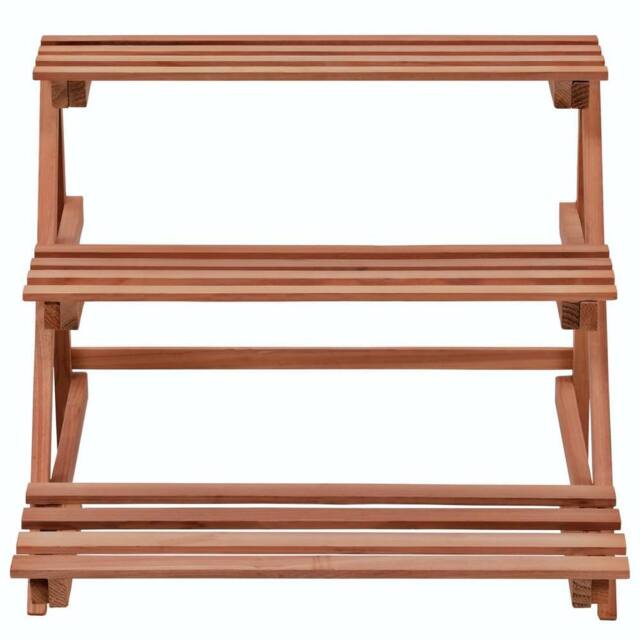 Berkfield Home Decorative 3-Tier Plant Stand Cedar Wood 48x45x40 cm in Brown - Size: 48 x 45 x 40 cm - image 1
