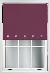 Furnished Blackout Fabric with Chrome Square Eyelets - Window Roller Blinds in Aubergine - Size: 180 cm width x 165 cm drop - thumbnail 1