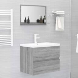 Berkfield Home Bathroom Mirror Grey Sonoma 60x10.5x37 cm Engineered Wood - thumbnail 5