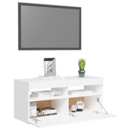 Berkfield Home TV Cabinet with LED Lights White 90x35x40 cm - Size: 90 x 35 x 40 cm - thumbnail 6