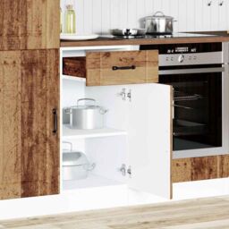 Berkfield Home Kitchen Base Cabinet Lucca Old Wood Engineered Wood in Brown - thumbnail 2