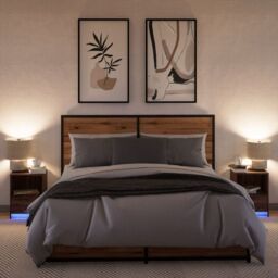 Berkfield Home Bedside Cabinets with LED Lights 2 pcs Brown Oak Engineered Wood - thumbnail 5