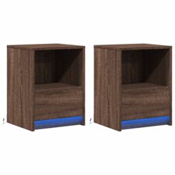 Berkfield Home Bedside Cabinets with LED Lights 2 pcs Brown Oak Engineered Wood - thumbnail 3