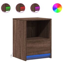 Berkfield Home Bedside Cabinets with LED Lights 2 pcs Brown Oak Engineered Wood - thumbnail 2