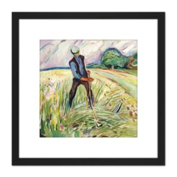 Artery8 Edvard Munch The Haymaker Painting 8X8 Inch Square Wooden Framed Wall Art Print Picture with Mount in Black - thumbnail 1