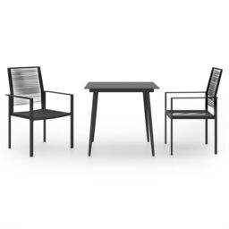 Berkfield Home 3 Piece Garden Dining Set in Black - thumbnail 1