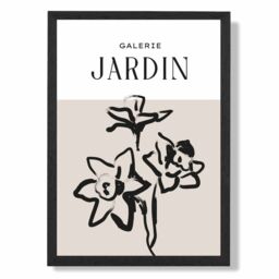 ARTZE Beige & Black Daffodil Boho Sketch Floral Framed Print SIZE: A2 with Black Frame - Size: A3 - thumbnail 1