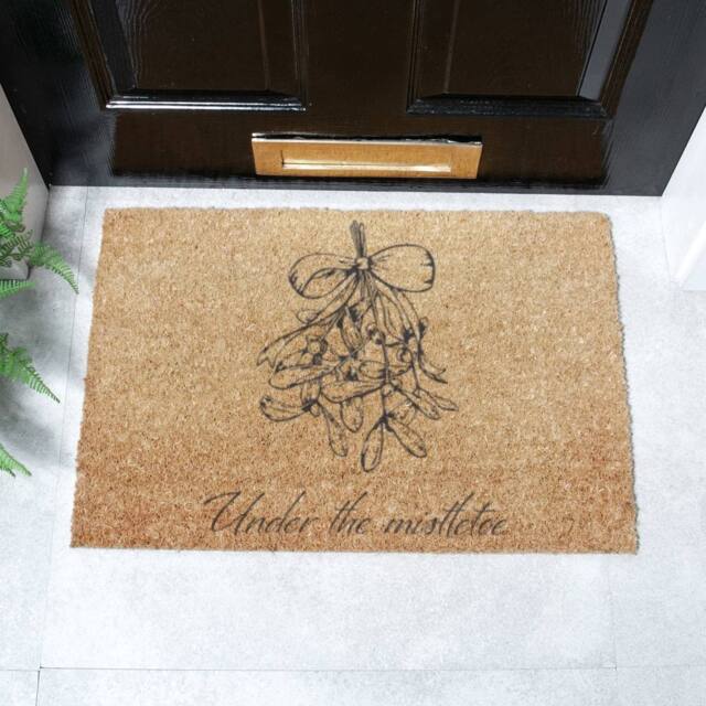 Artsy Mats Mistletoe Lines Coir Doormat (60 x 40cm) in Brown - Size: 40 x 60 cm - image 1