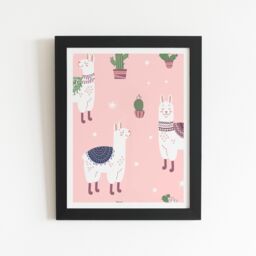 "Warren Reed - Designer Happy Lama Framed Art Print in Black - Size: W16"" x H24""" - thumbnail 2