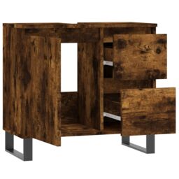 Berkfield Home Bathroom Cabinet Smoked Oak 65x33x60 cm Engineered Wood in Brown - Size: 65 x 33 x 60 cm - thumbnail 5