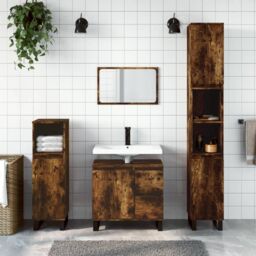 Berkfield Home Bathroom Cabinet Smoked Oak 65x33x60 cm Engineered Wood in Brown - Size: 65 x 33 x 60 cm - thumbnail 1