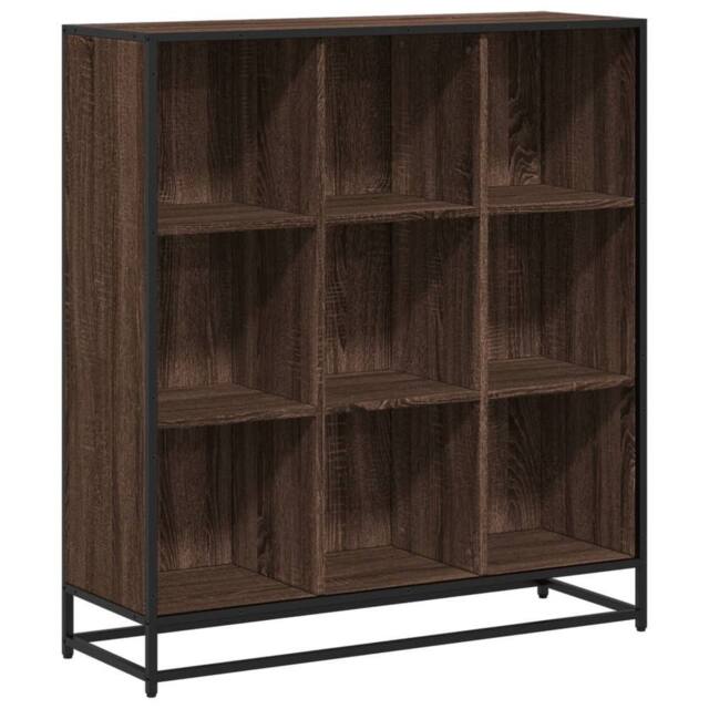 Berkfield Home Bookcase Brown Oak 97.5x33x107.5 cm Engineered Wood & Metal - image 1