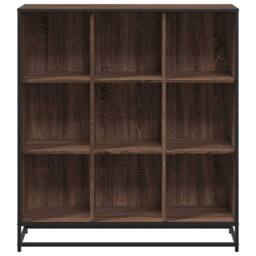 Berkfield Home Bookcase Brown Oak 97.5x33x107.5 cm Engineered Wood & Metal - thumbnail 4