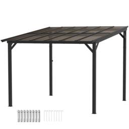 OUTSUNNY 3 x 3(m) Pergola Kit Gazebo with UPF 50+ & Waterproof Polycarbonate Roof in Dark Grey - thumbnail 2