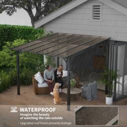 OUTSUNNY 3 x 3(m) Pergola Kit Gazebo with UPF 50+ & Waterproof Polycarbonate Roof in Dark Grey - thumbnail 5
