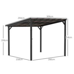 OUTSUNNY 3 x 3(m) Pergola Kit Gazebo with UPF 50+ & Waterproof Polycarbonate Roof in Dark Grey - thumbnail 3
