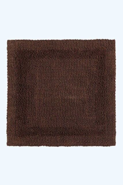 Homescapes Luxury Square Bath Mat 1600GSM 100% Cotton Reversible Shower Mat, 50cm in Chocolate - image 1