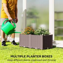 OUTSUNNY Plastic Raised Garden Bed with Legs & Drainage Holes & Plugs in Brown - thumbnail 4