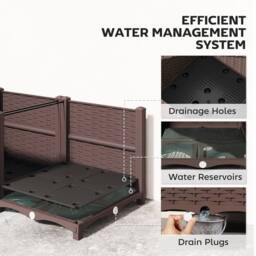 OUTSUNNY Plastic Raised Garden Bed with Legs & Drainage Holes & Plugs in Brown - thumbnail 5