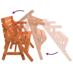 Berkfield Home Picnic Table with Benches Solid Wood Fir 2-in-1 Convertible in Orange - thumbnail 7