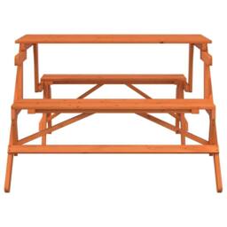 Berkfield Home Picnic Table with Benches Solid Wood Fir 2-in-1 Convertible in Orange - thumbnail 4
