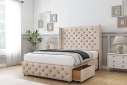 "Sloomy Luthor Naples Divan Set No Drawers-54"" Wingback-Footboard in Light Sand - Size: Small Single" - thumbnail 1