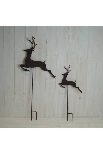 KDMD S/2 Metal Reindeers on Stake in Black - image 1