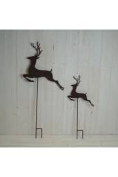 KDMD S/2 Metal Reindeers on Stake in Black - thumbnail 1