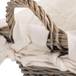 Red Hamper Wicker Antique Wash Handled Lined Storage Basket in White - Size: Small - thumbnail 5