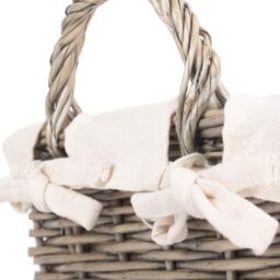 Red Hamper Wicker Antique Wash Handled Lined Storage Basket in White - Size: Small - thumbnail 4