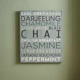 "Orsina Chai Wall Plaque, Rustic Wood Sign With “Chai"" Typography In Bold Letters, Warm Natural Finish Adds in Blue" - thumbnail 2