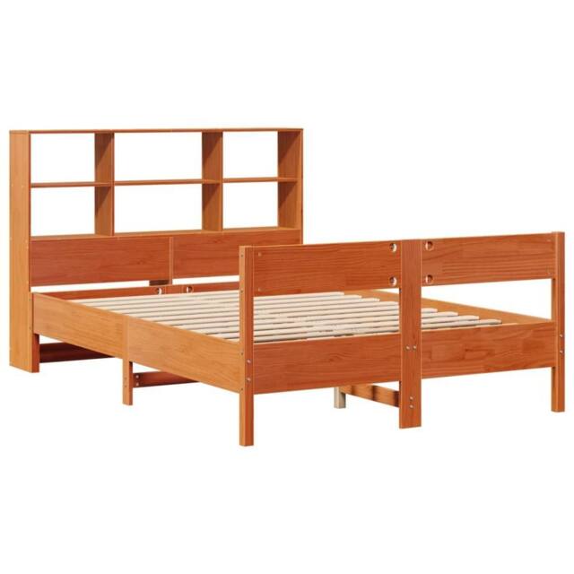 Berkfield Home Decorative Bookcase Bed without Mattress Wax Brown 140x200cm Soli - Size: 140x200 cm - image 1
