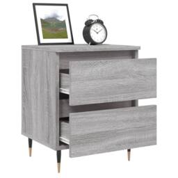 Berkfield Home Elegant Bedside Cabinet Grey Sonoma 40x35x50 cm Engineered Wood - Size: 40 x 35 x 50 cm - thumbnail 4
