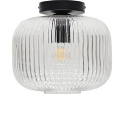 First Choice Lighting Set of 2 Batley Large - Clear Ribbed Glass Black Ceiling Lights - thumbnail 2