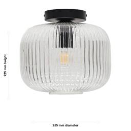 First Choice Lighting Set of 2 Batley Large - Clear Ribbed Glass Black Ceiling Lights - thumbnail 6